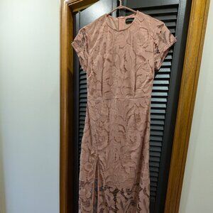 Pink lace bridesmaid formal dress